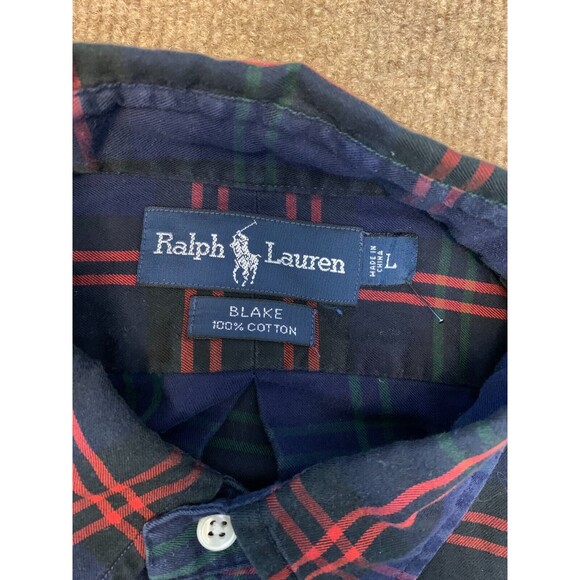 Ralph Lauren Blake Button Down Shirt Mens L Plaid Classic Long Sleeve Cotton - Picture 6 of 6